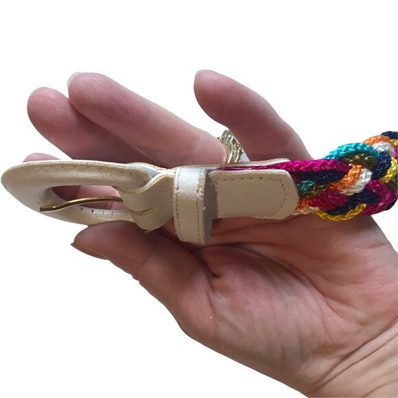 Vintage Rainbow Belt Braided Nylon Pride Pop of Color Retro Sz M - Picture 10 of 15